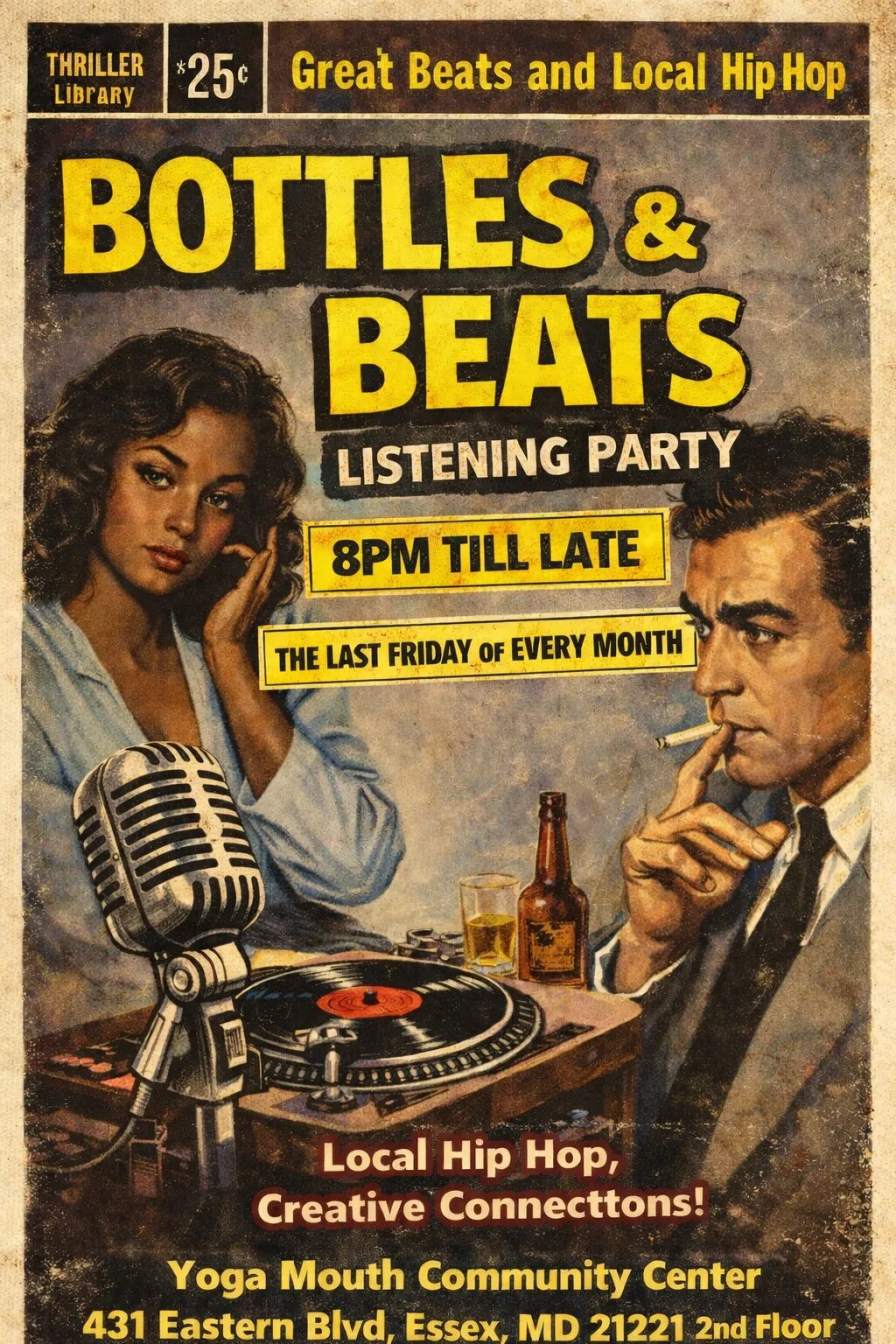 Poster for Bottles & Beats Listening Party