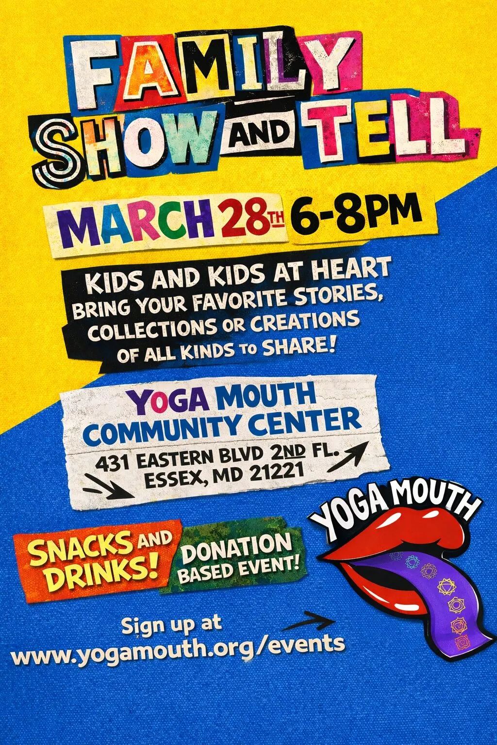 Event poster for Family Show and Tell